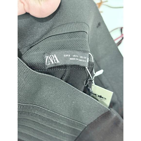 NWT Zara Pull On High Rise Slim Fit Ponte Skinny Pants Black Women's Size Small - Picture 4 of 7